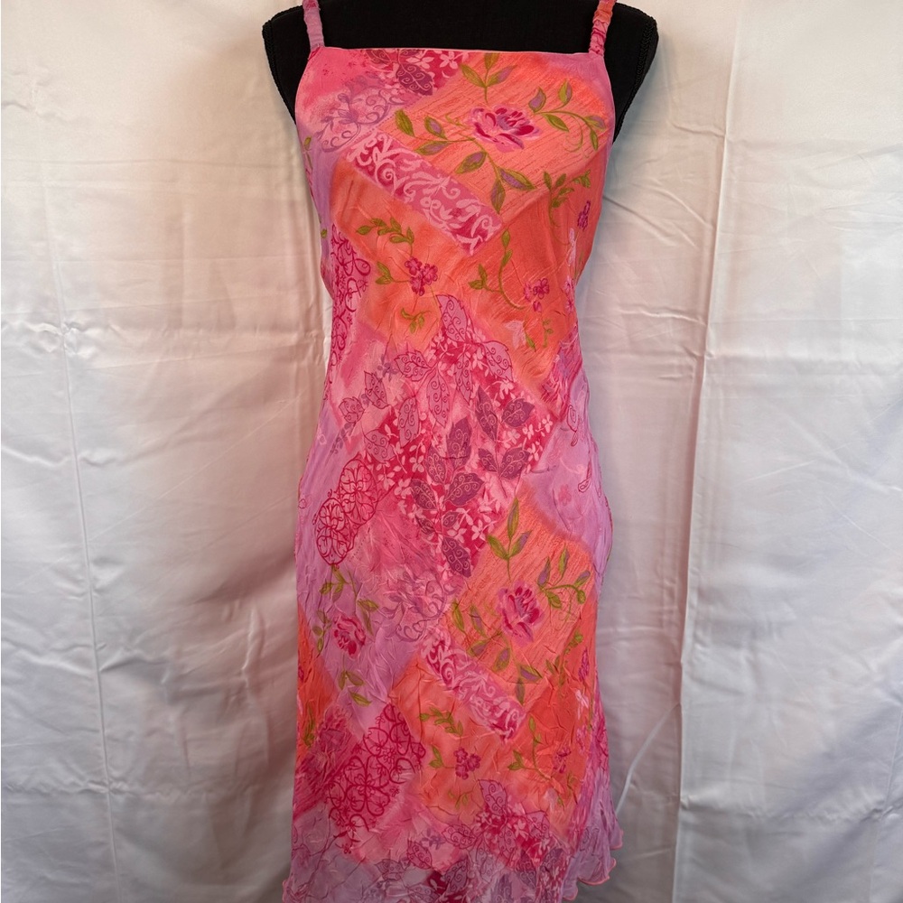 Vintage 90’s Floral Pink and Orange Dress